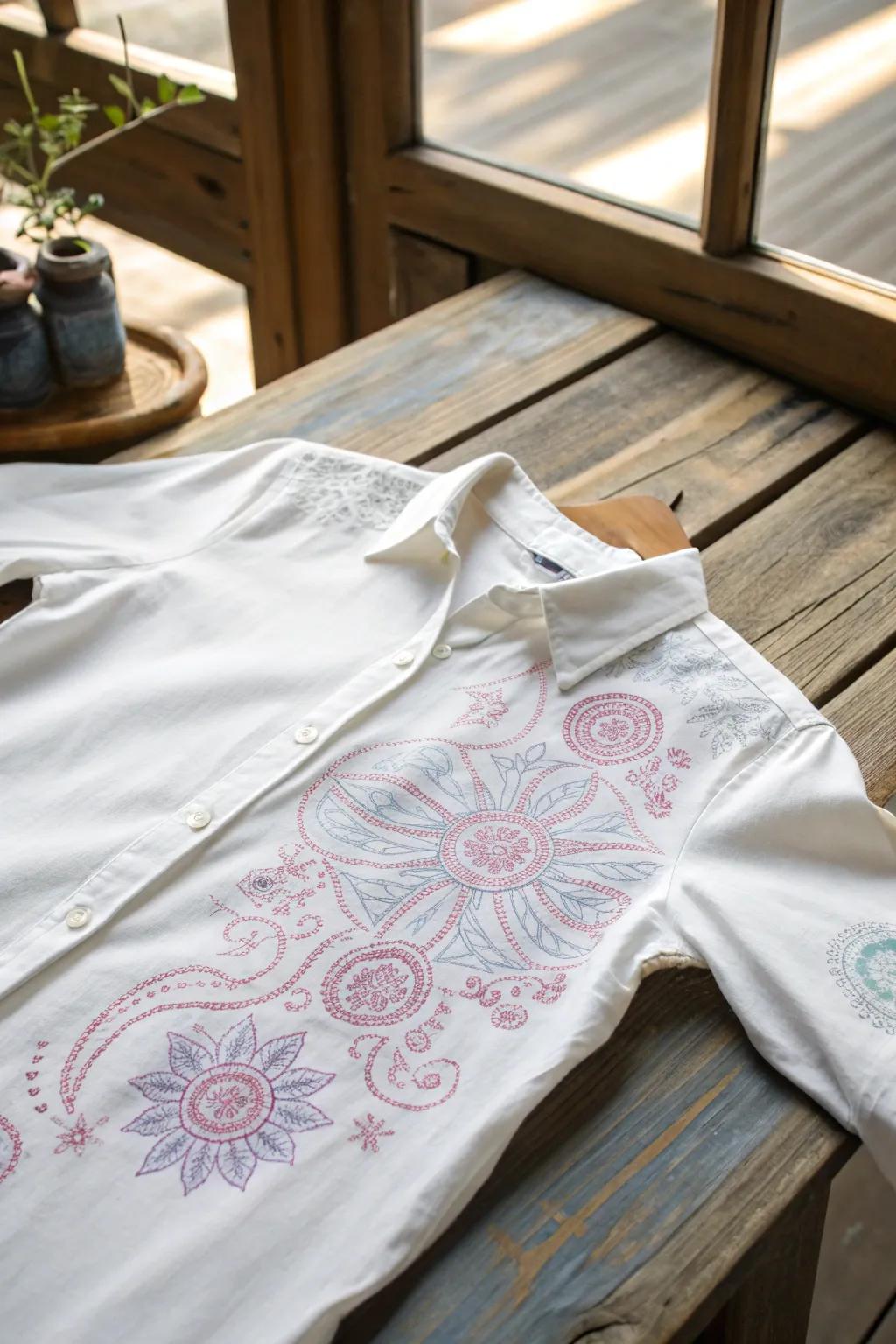 Experiment with temporary chalk designs for your shirt and bring a touch of boho-chic to your wardrobe!