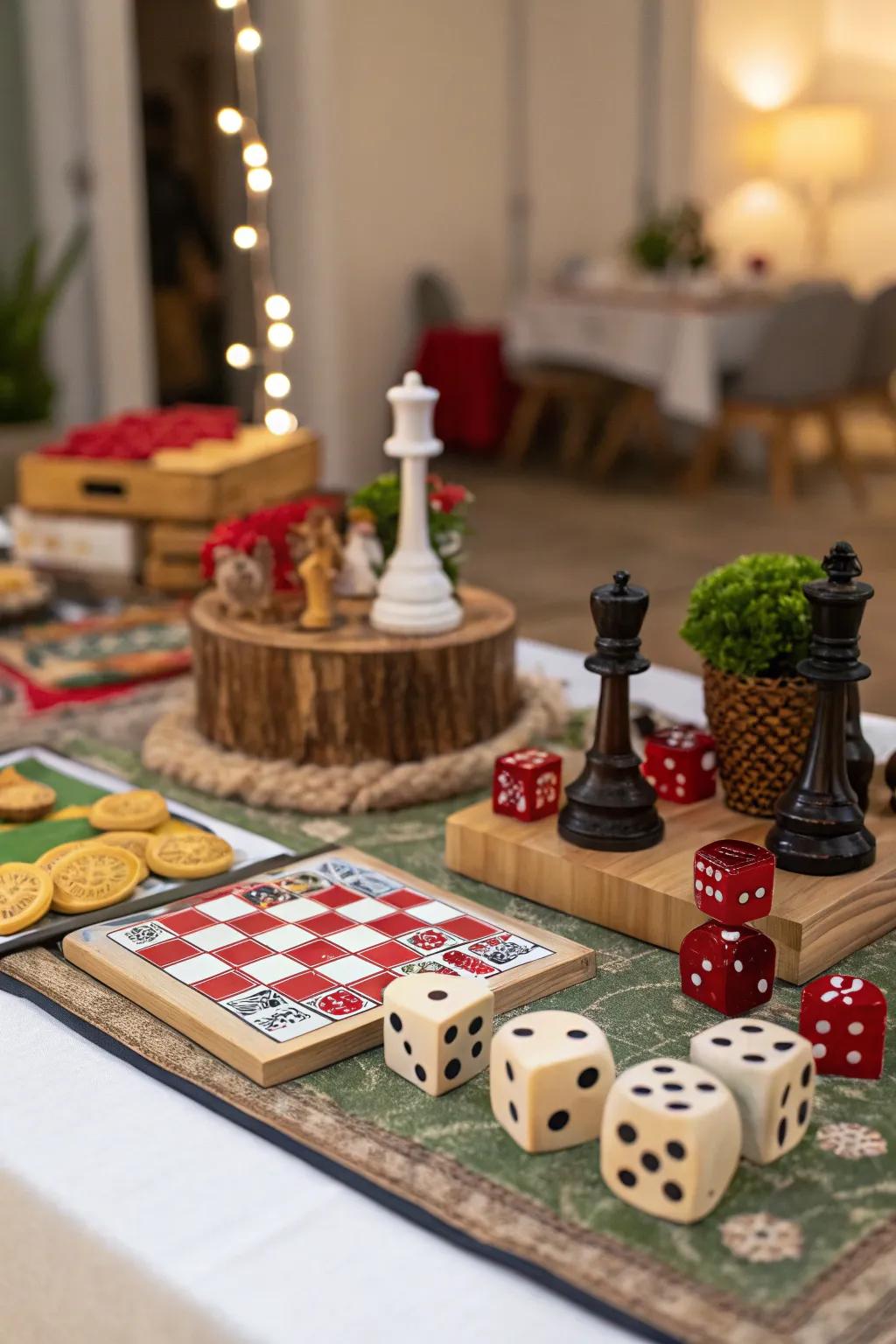 Decorative touches that elevate the game night theme.