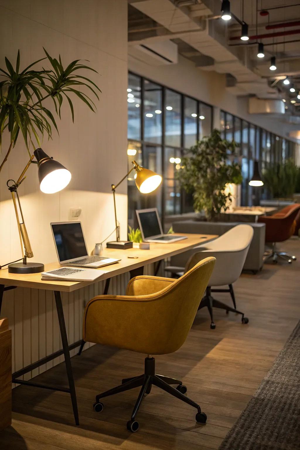 Ambient lighting sets the mood and enhances focus.