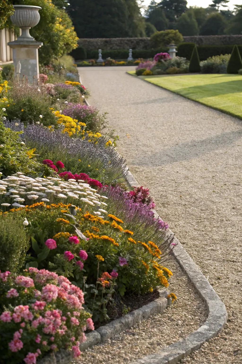 Transform your driveway with a burst of color: the perfect blend of blooms and craftsmanship.