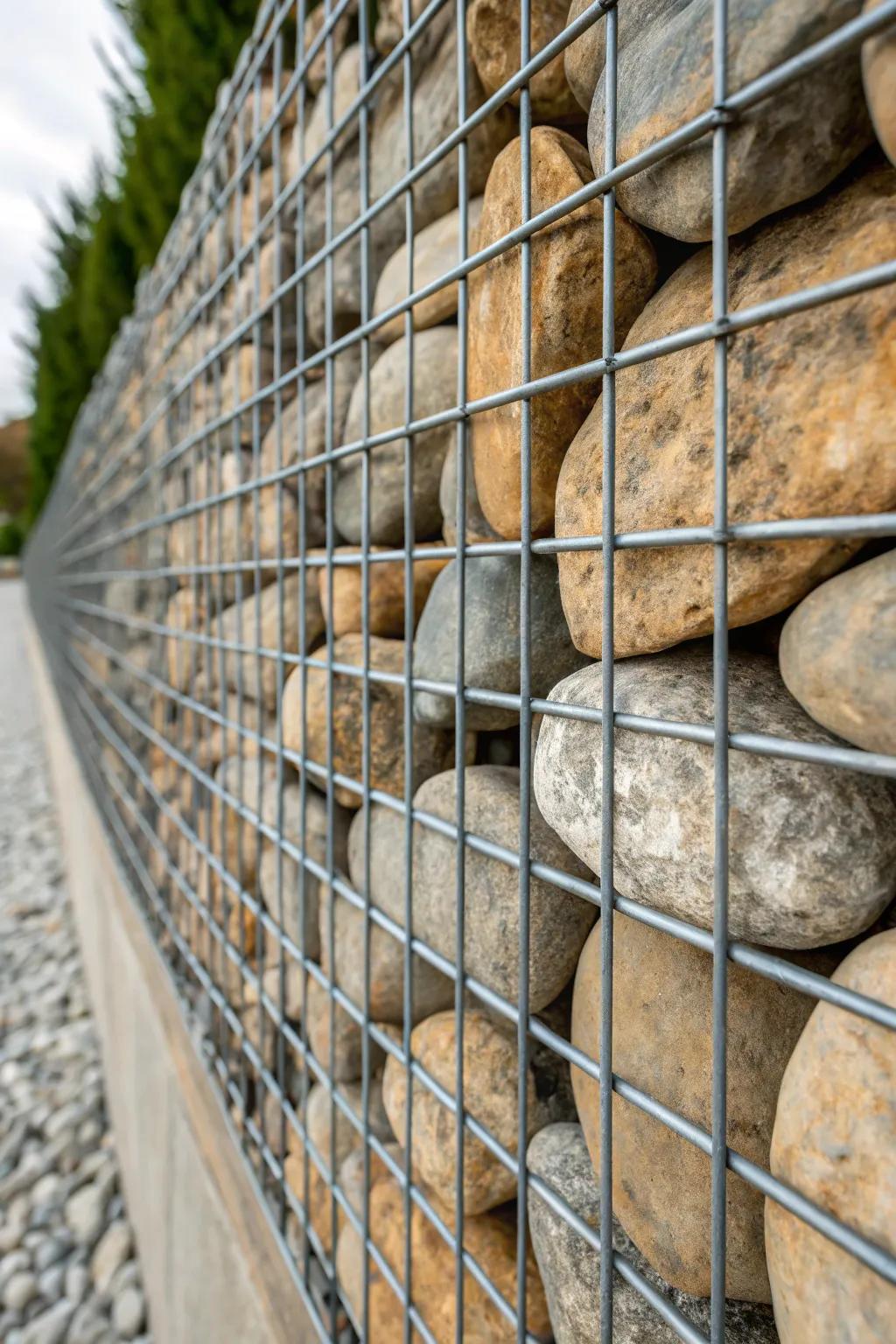 Elevate your space with the timeless elegance of a gabion wall—where craftsmanship meets nature.