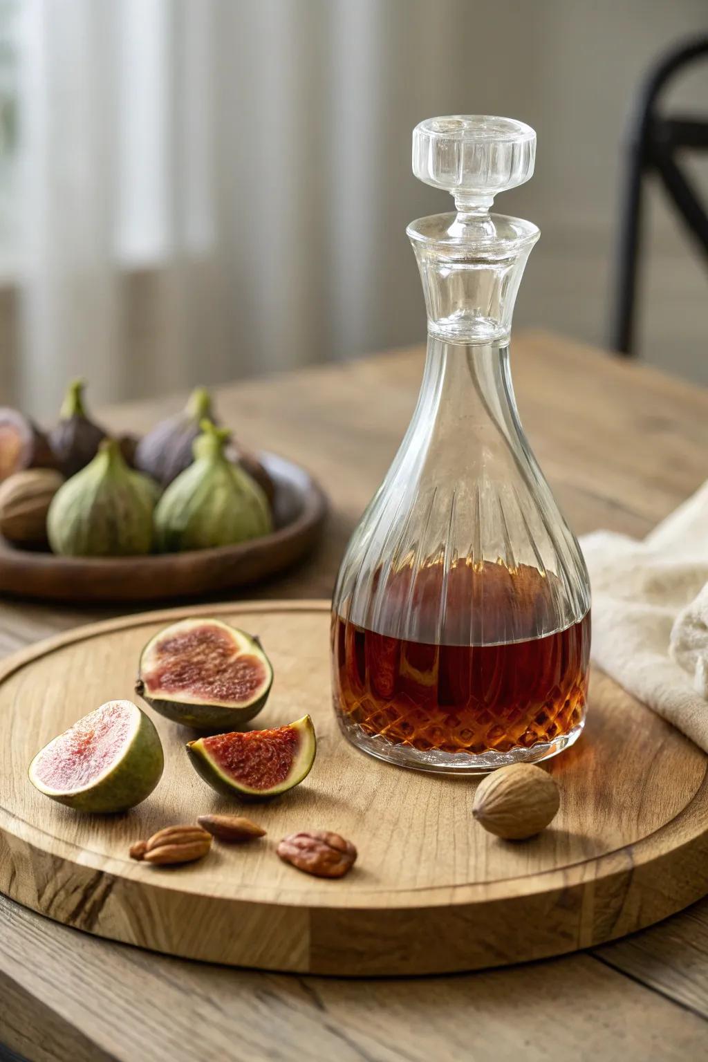 Elevate your cocktail game with this elegant Cardamom-Fig Brandy infusion. 🍸✨#ScandiBoho #Craftsmanship