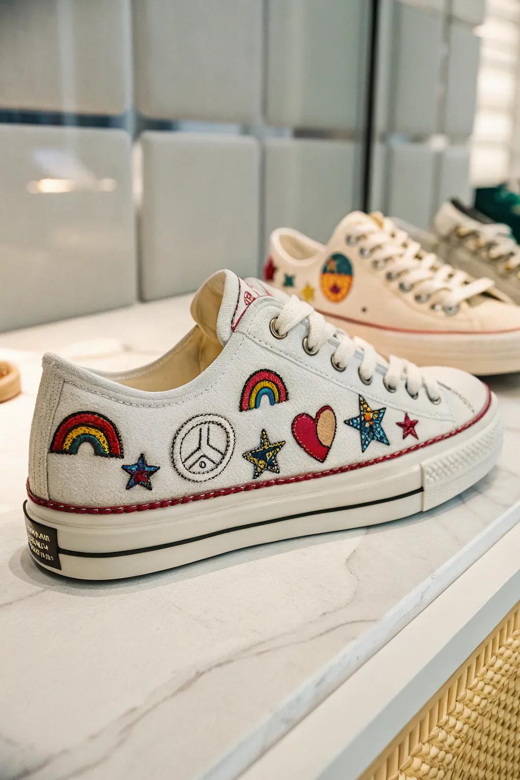 Step back in time with a bold retro twist on your sneakers. 🌈✨ #RetroVibes #SneakerStyle