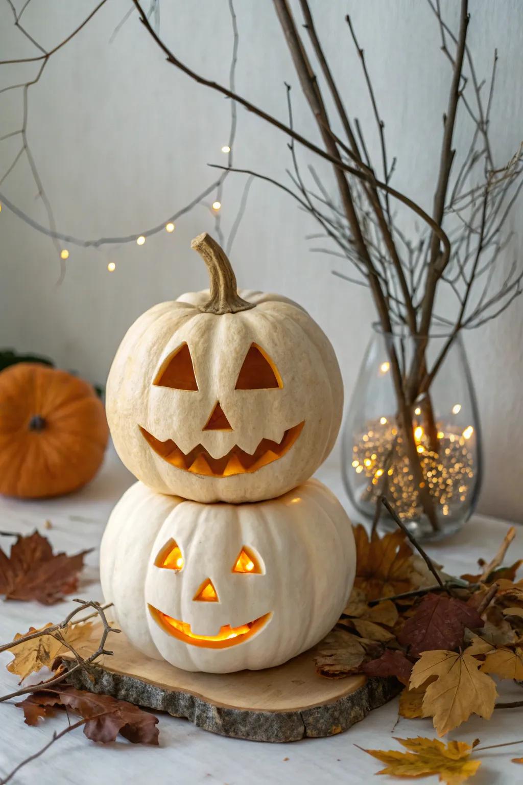 Double the Spook, Double the Charm: Stunning stacked Jack-o'-lanterns for a Halloween to remember!