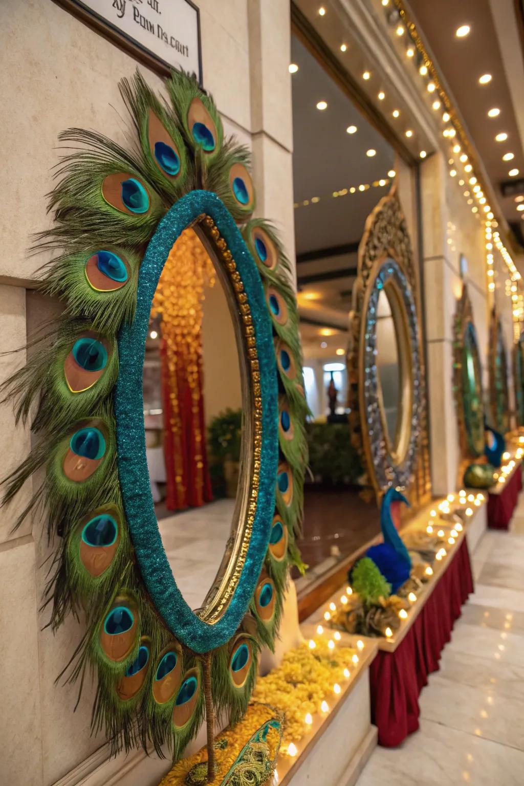 Mirrors amplify the festive glow and reflect vibrant colors.