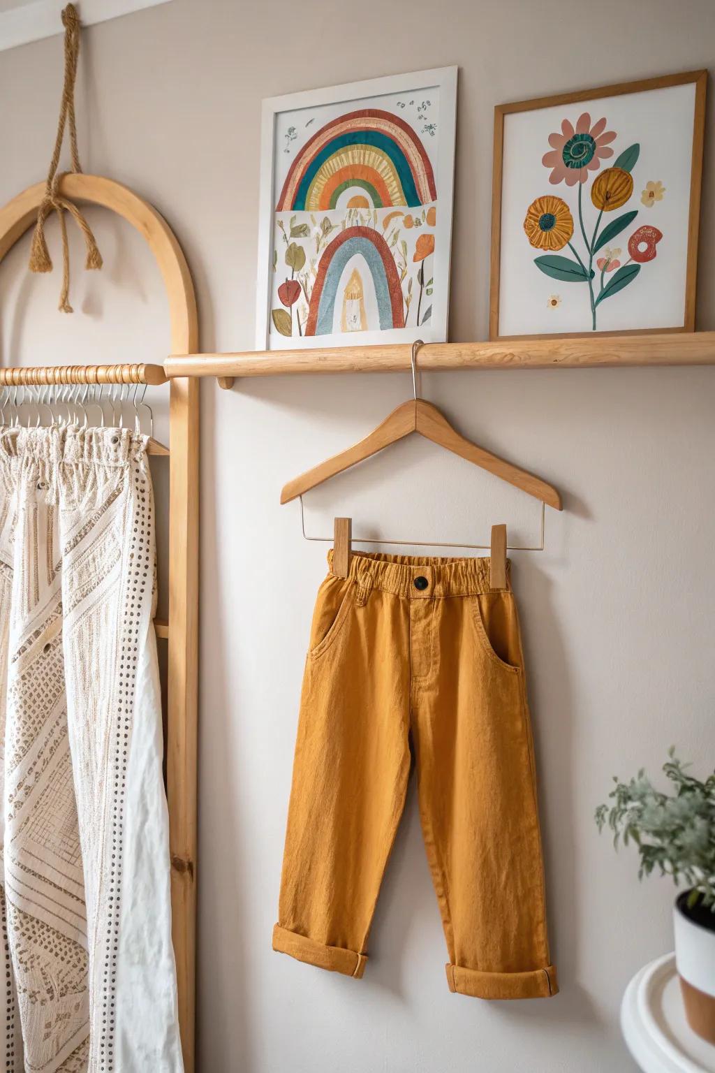 Transform everyday items into art showcases with a simple pants hanger—where creativity meets Scandinavian elegance!