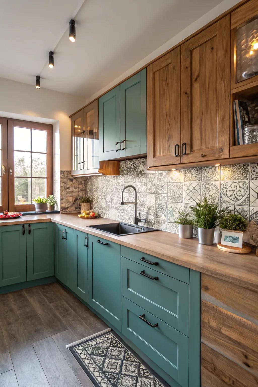 Teal touches add personality and vibrancy to a kitchen.