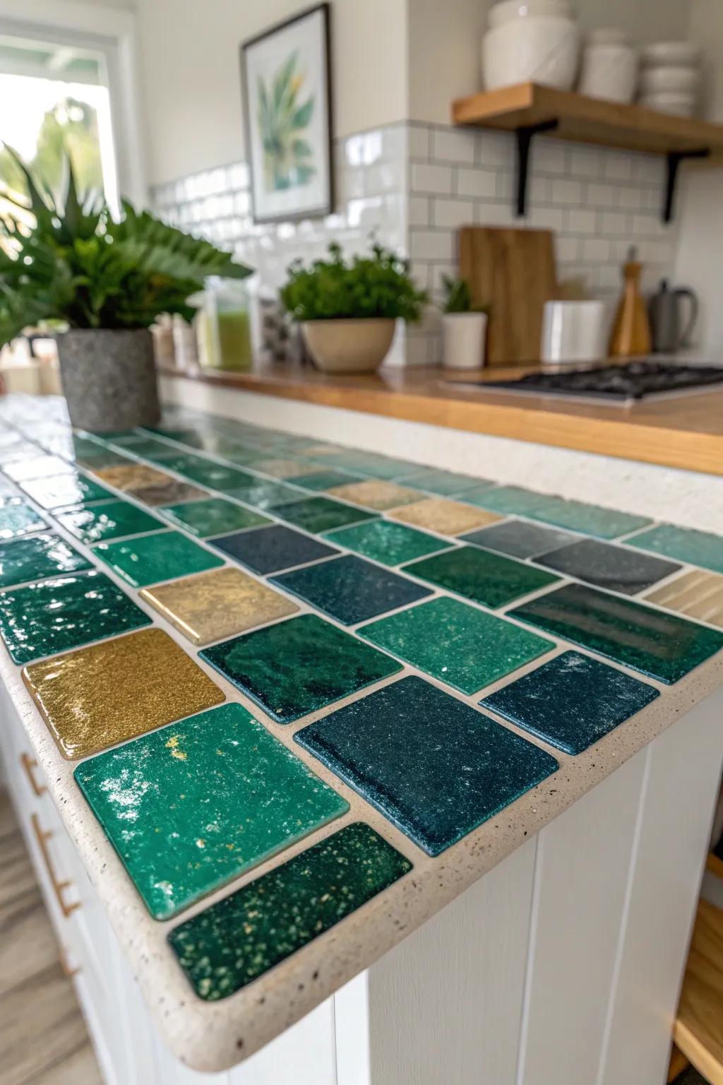 Transform your kitchen with the shimmering beauty of recycled glass tiles—where sustainability meets stunning design.