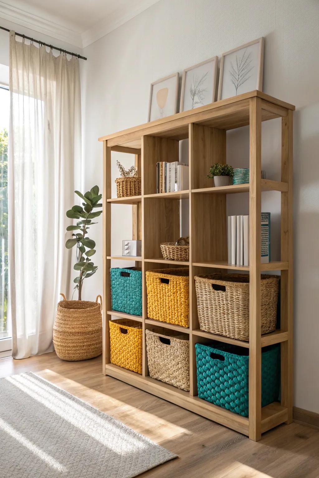 Transform your space with repurposed bookshelves—where Scandinavian simplicity meets boho charm for stylish toy storage!
