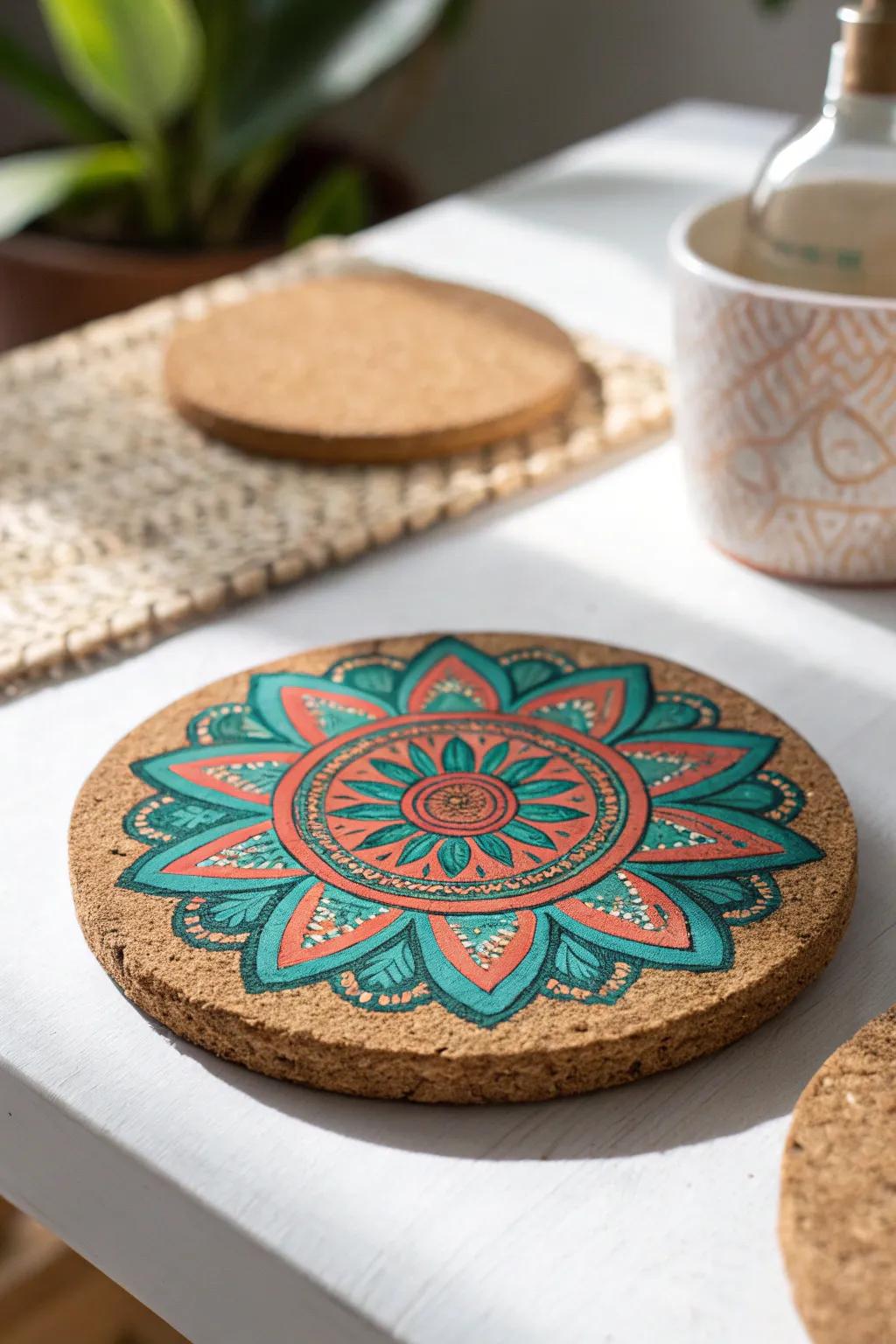 Add a splash of color and craftsmanship to any desk with these DIY decorative coasters!