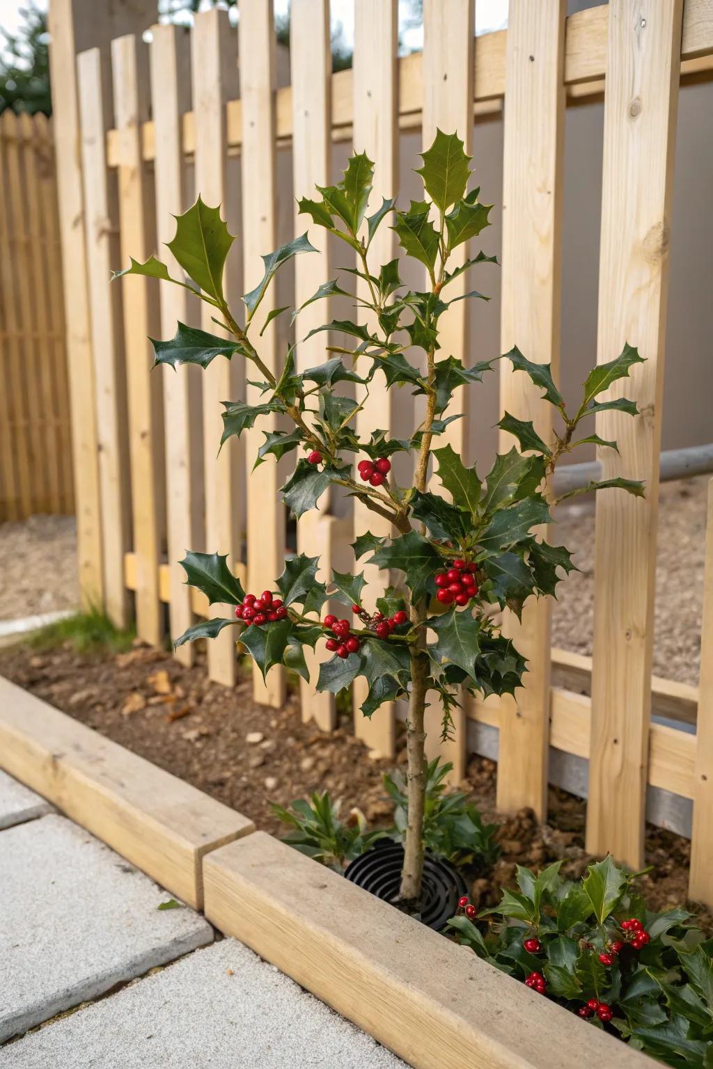 Embrace year-round greenery with the timeless beauty of holly, where minimalist design meets nature's vibrant palette.