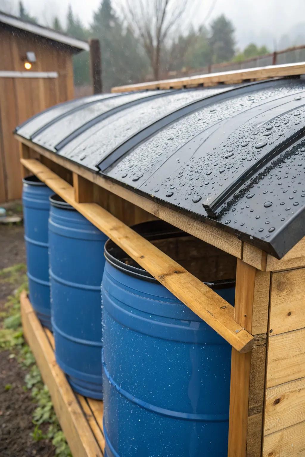 Innovative and budget-friendly: Transform old rain barrels into a durable roof for your DIY chicken coop.
