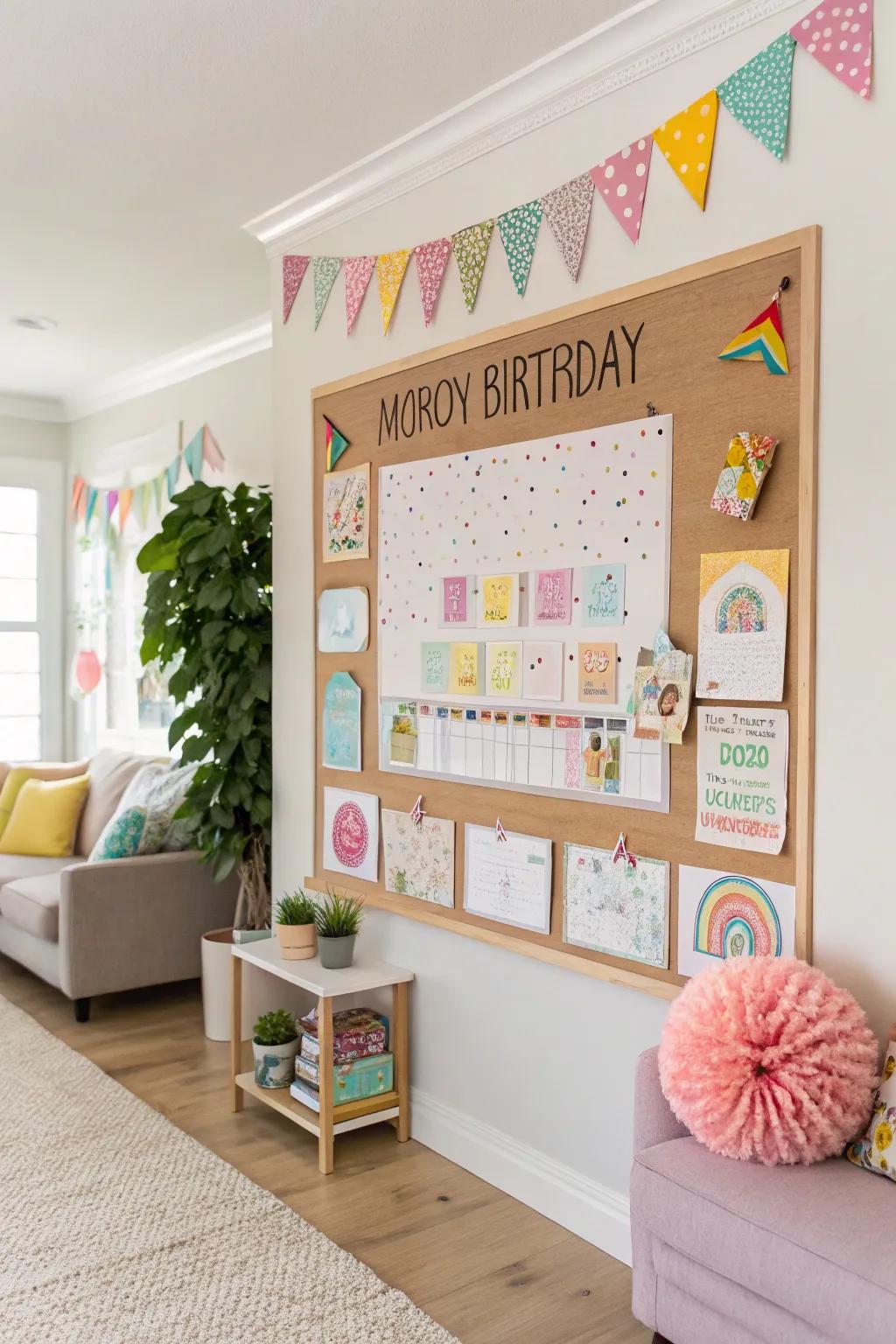 A celebratory bulletin board for March birthdays.