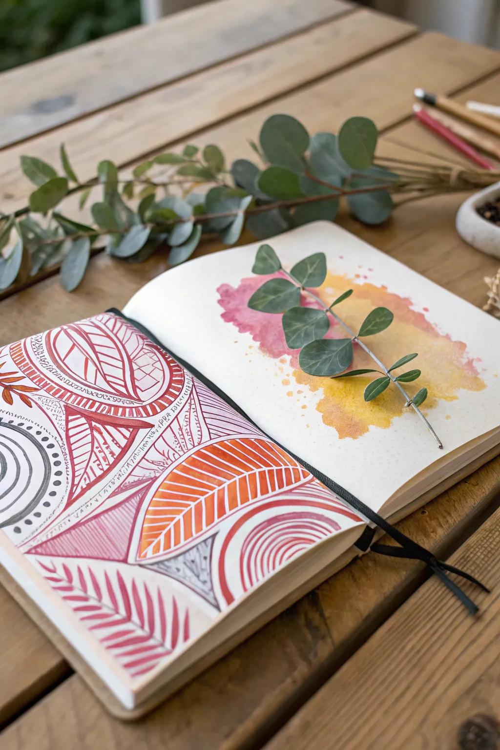 Unleash your creativity with mixed media magic: where markers meet watercolor and colored pencils.
