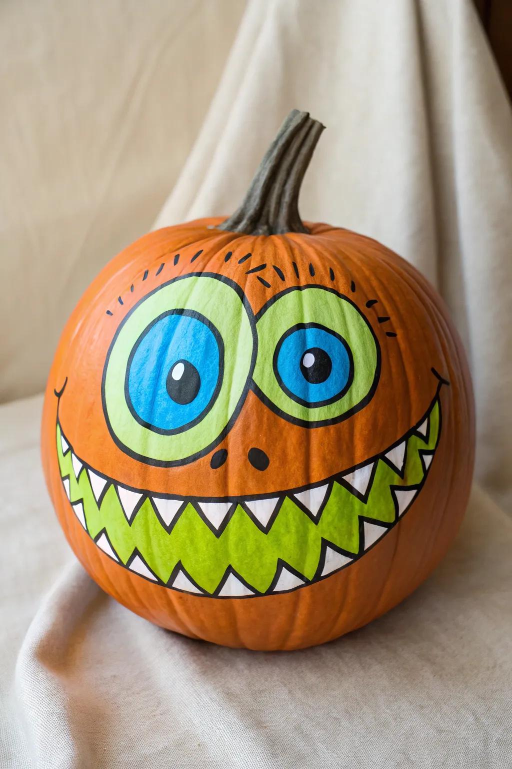 Bring your pumpkin to life with a whimsical monster face—perfect for adding a playful touch to your fall decor!