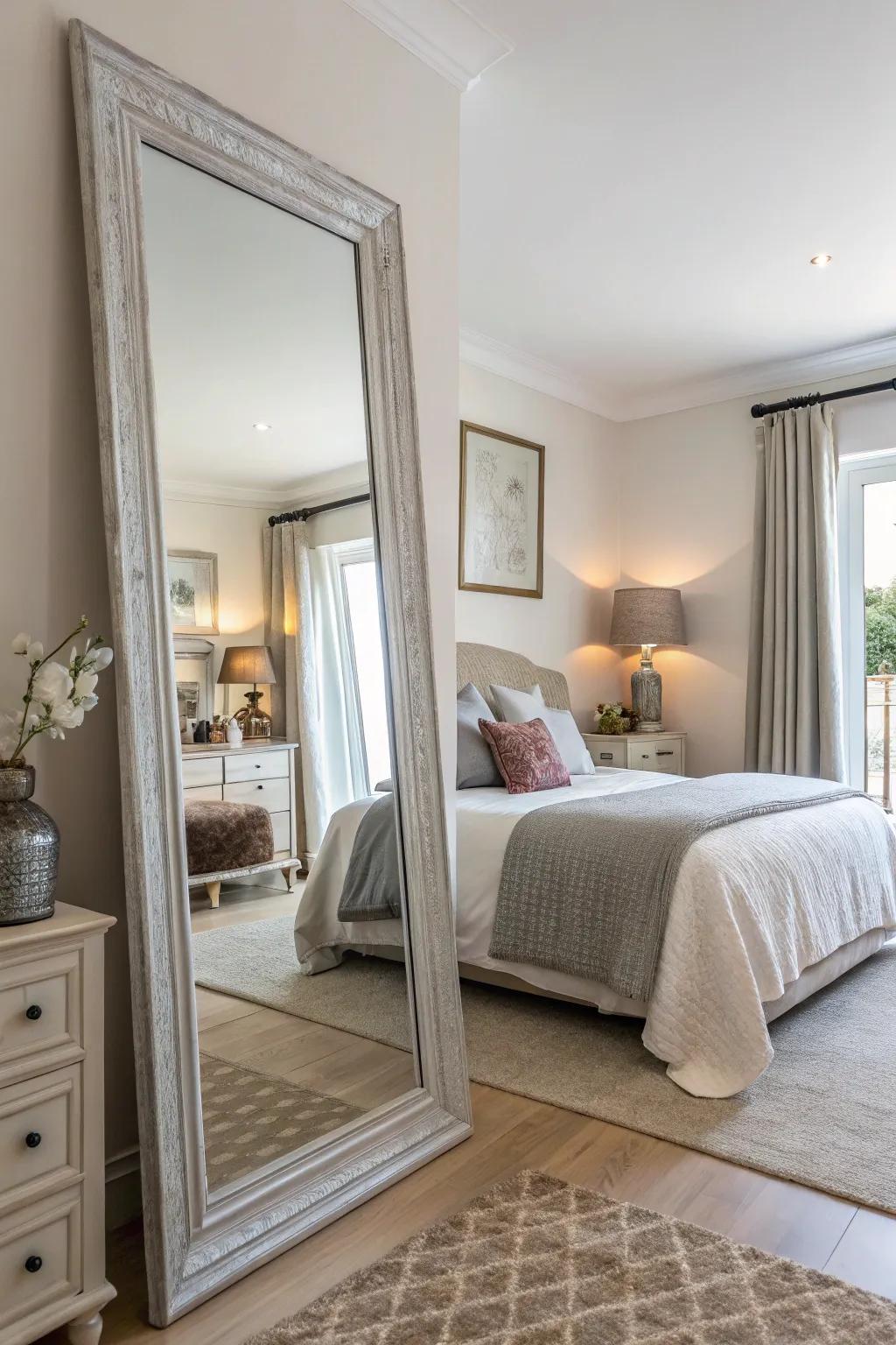 Mirrors reflect light and create the illusion of a larger space.