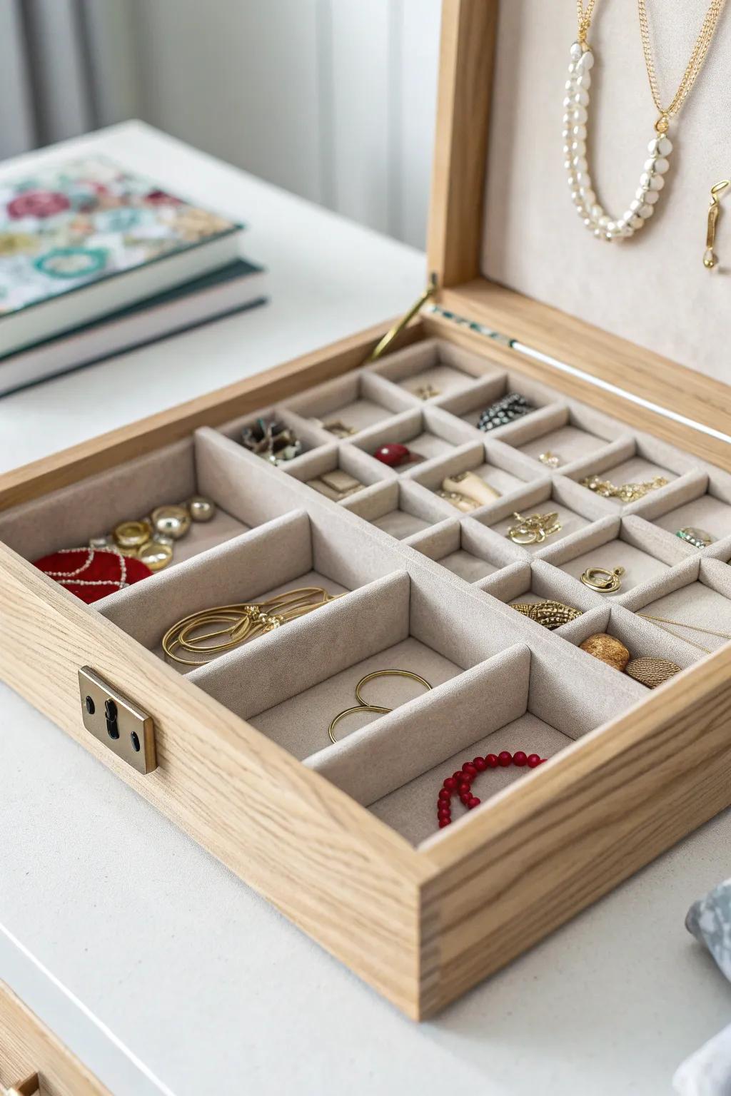 Elevate your jewelry organization with custom drawer inserts that blend Scandinavian minimalism with Boho charm. Perfectly crafted for effortless elegance!