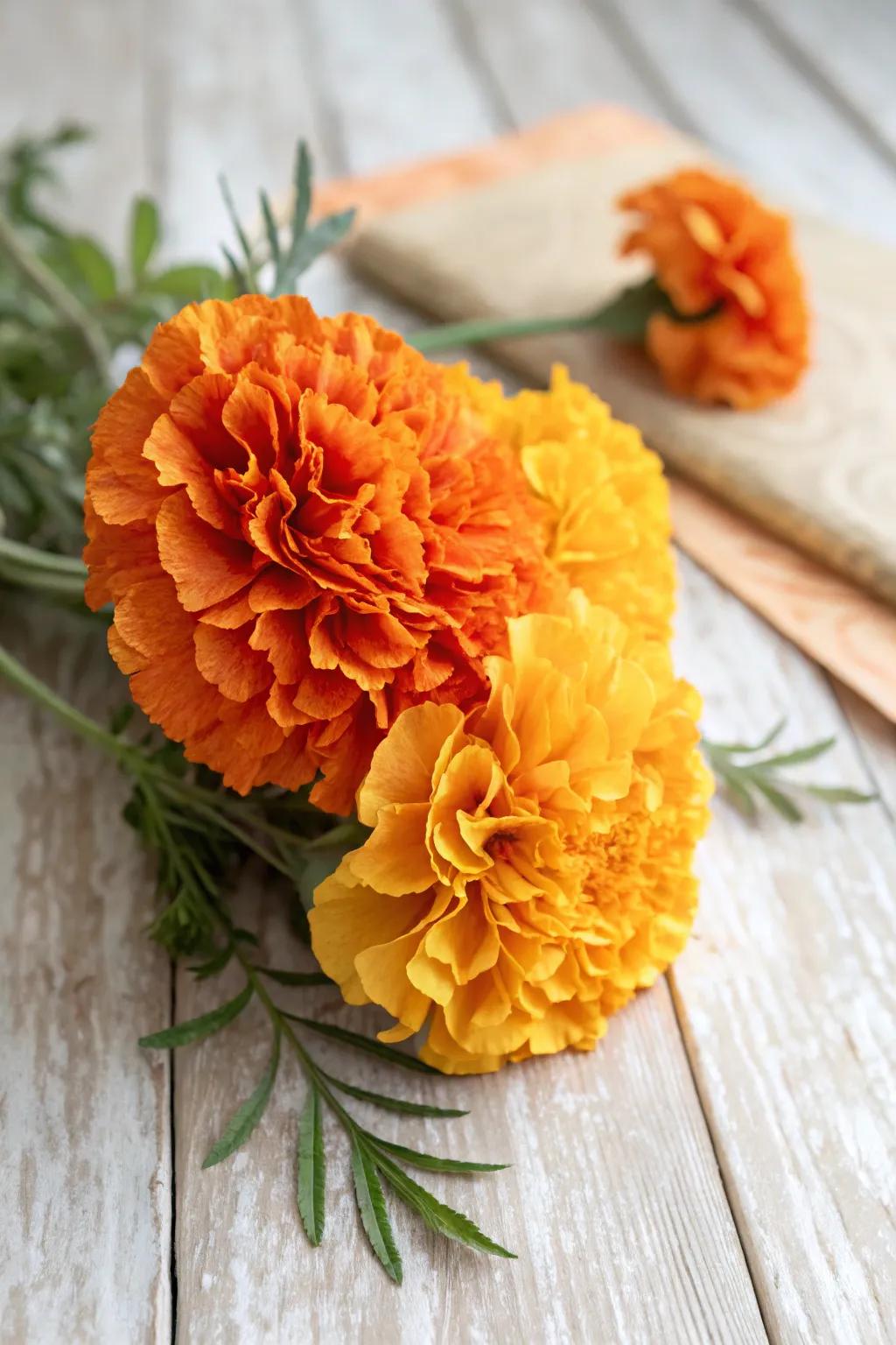 Bring a burst of color to your ofrenda with handcrafted paper marigolds.