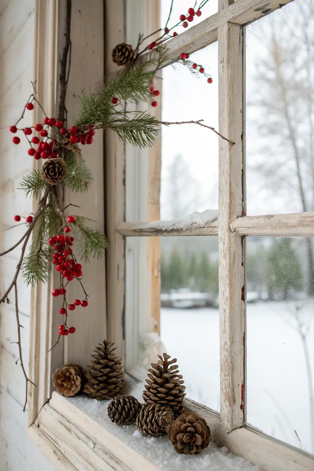 Embrace the season with a nature-inspired window frame that brings the woodland indoors.