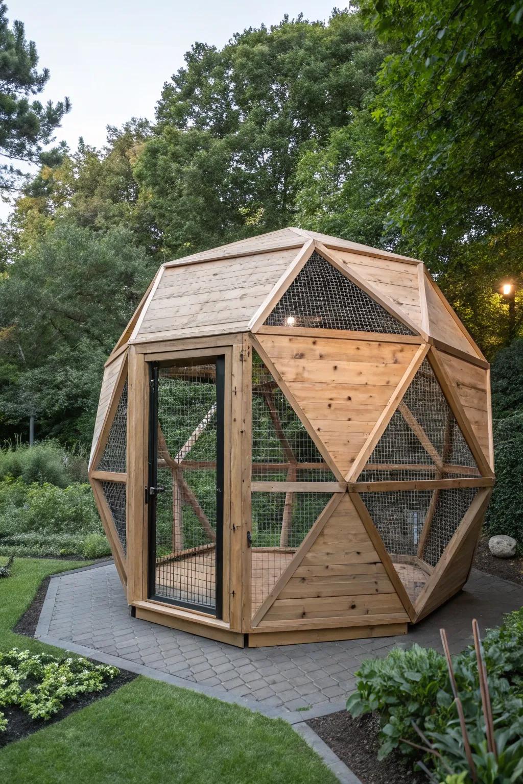 Elevate your garden with a modern, geometric aviary that blends simplicity with architectural flair.