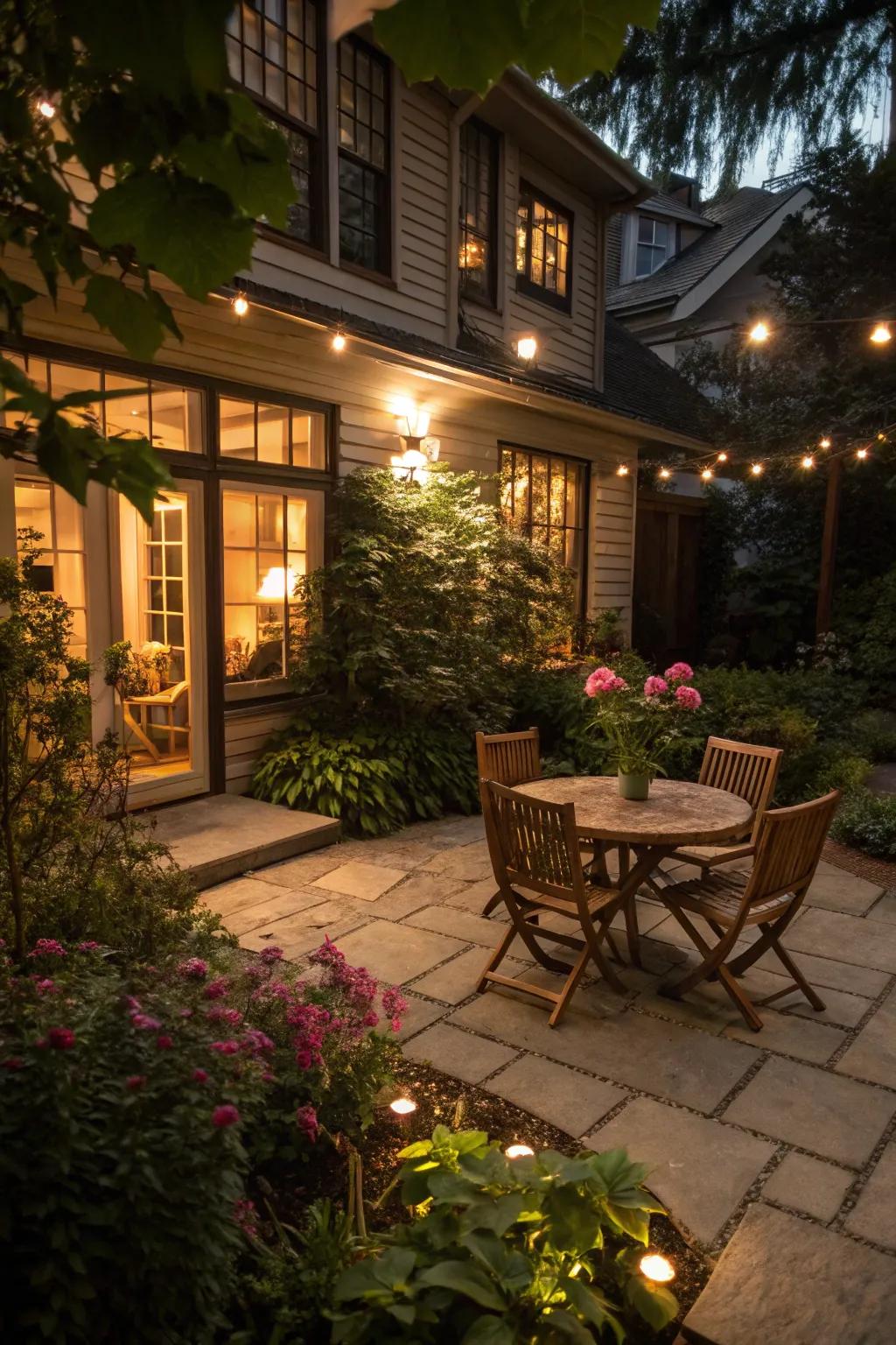 Downlighting creates a subtle and inviting atmosphere.