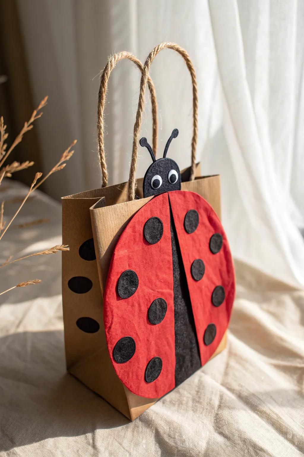 Embrace the charm of simplicity with this handcrafted ladybug puppet, a perfect blend of Scandinavian minimalism and boho flair.