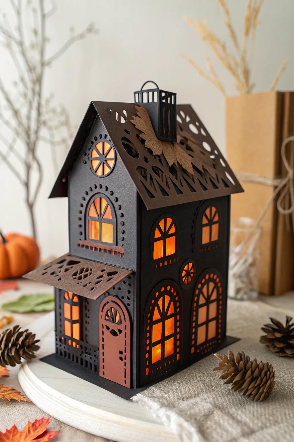 Discover the magic within: A minimalist paper haunted house that opens up to hidden Halloween surprises.