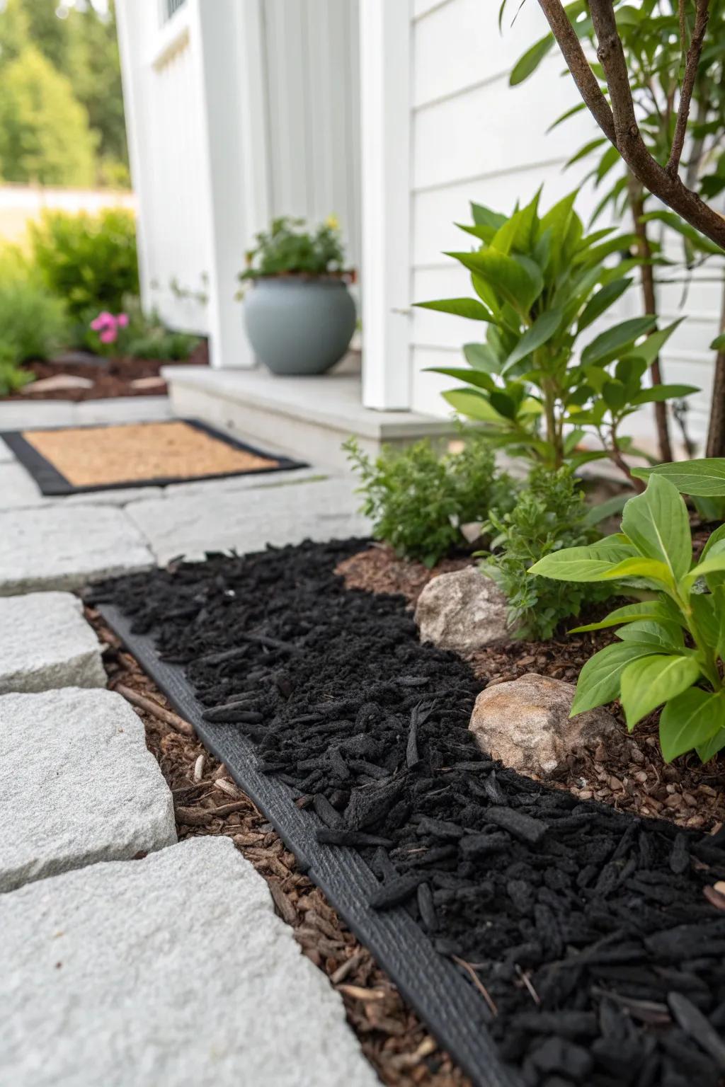 Sustainable elegance: Discover the beauty of eco-friendly rubber mulch in your garden.