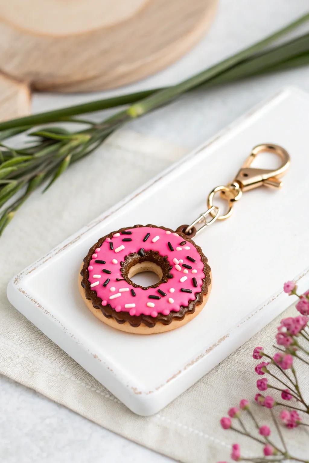 Add a sprinkle of whimsy to your keys with this charming perler bead doughnut!
