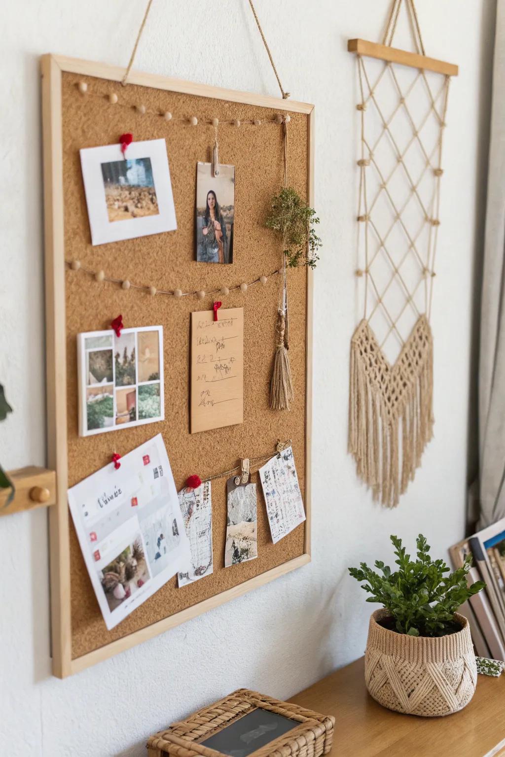 Transform your memories into a beautiful display with a chic corkboard touch!