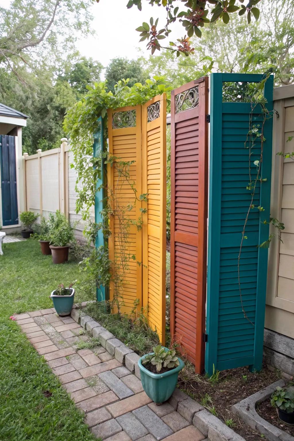 Transform your garden with a charming boho-inspired shutter fence—sustainable, stylish, and full of character!