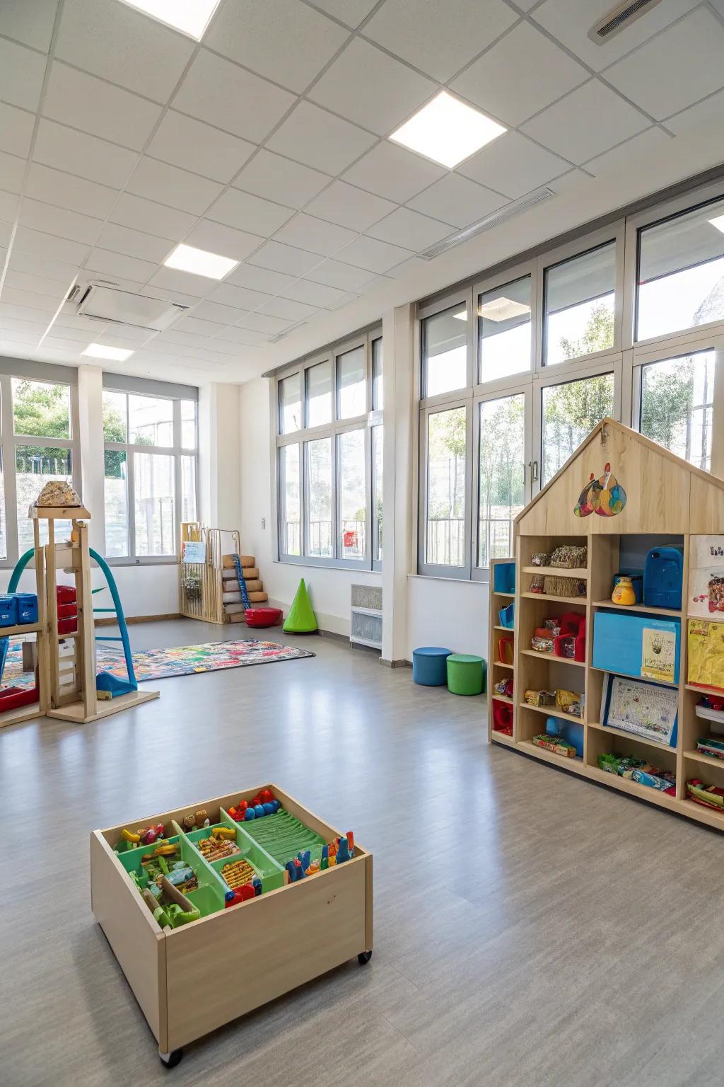 Vinyl sheets provide a clean and durable surface.