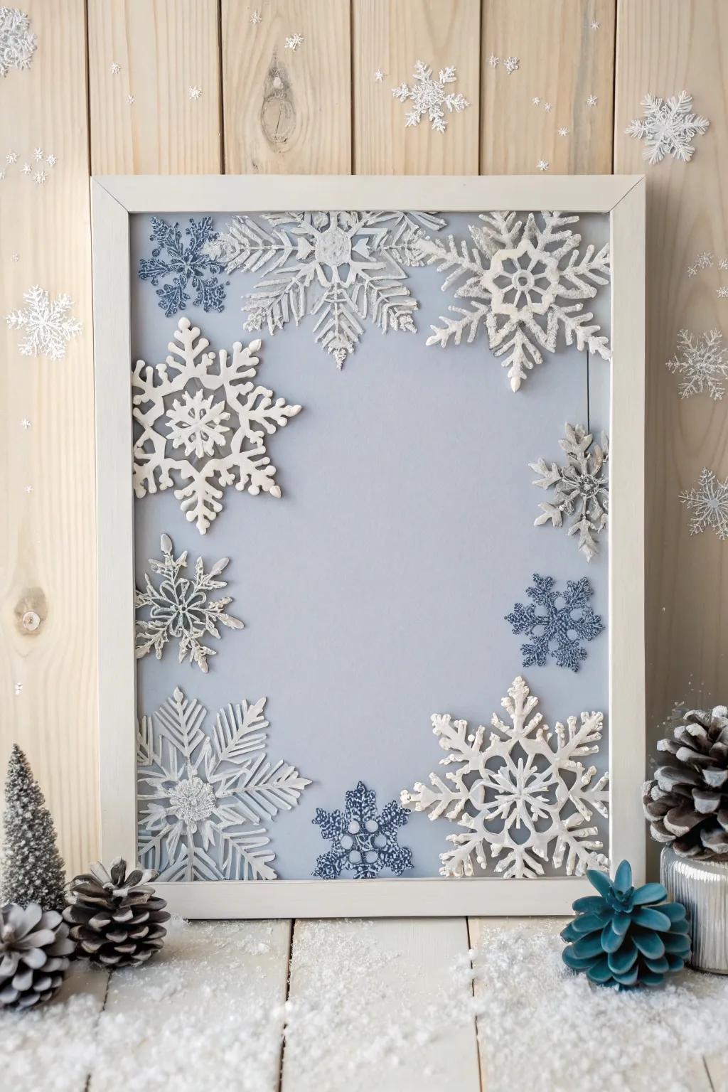 Embrace the beauty of winter with this chic, snowflake-themed poster border, perfect for adding a touch of seasonal elegance to your decor.