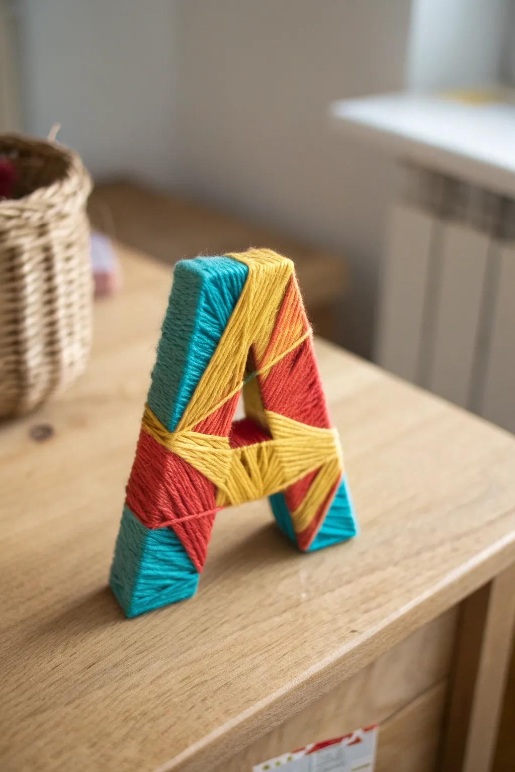 Crafted with love: Transform your space with yarn-wrapped letters full of color and creativity!