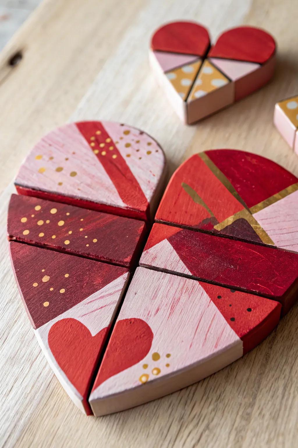 Piece together love with this charming heart-shaped puzzle, a perfect blend of craftsmanship and simplicity.