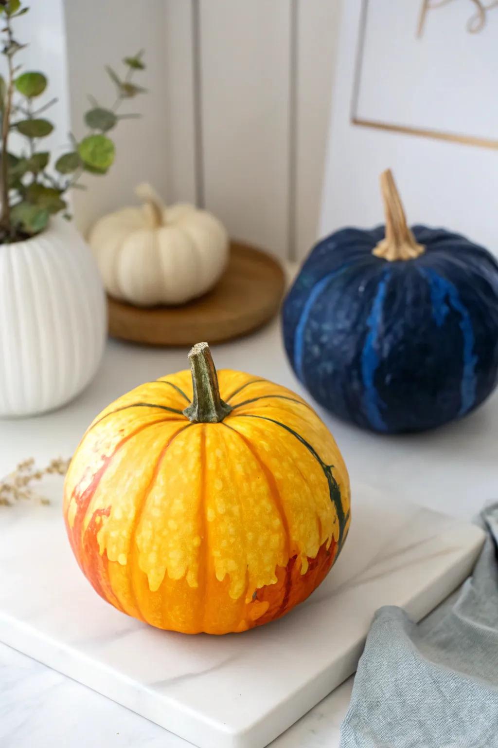 Transform your pumpkin with a touch of day-to-night elegance, perfect for a chic and artistic centerpiece.
