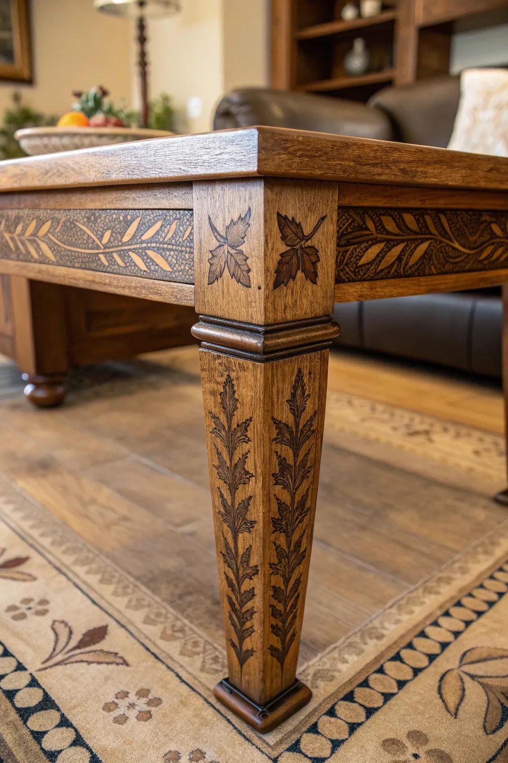Elevate your home decor with exquisite pyrography accents that turn furniture into conversation pieces.