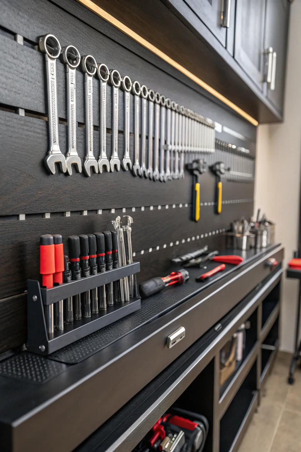 Effortless organization with magnetic tool holders—where craftsmanship meets practicality.
