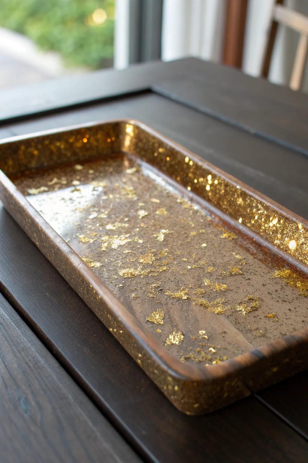 Capture the allure of craftsmanship with this stunning resin and glitter rolling tray, where elegance meets function.