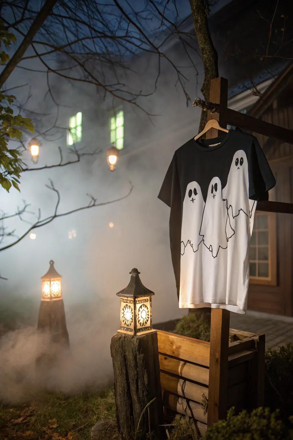 A ghostly shirt design that captures the ethereal spirit of Halloween.