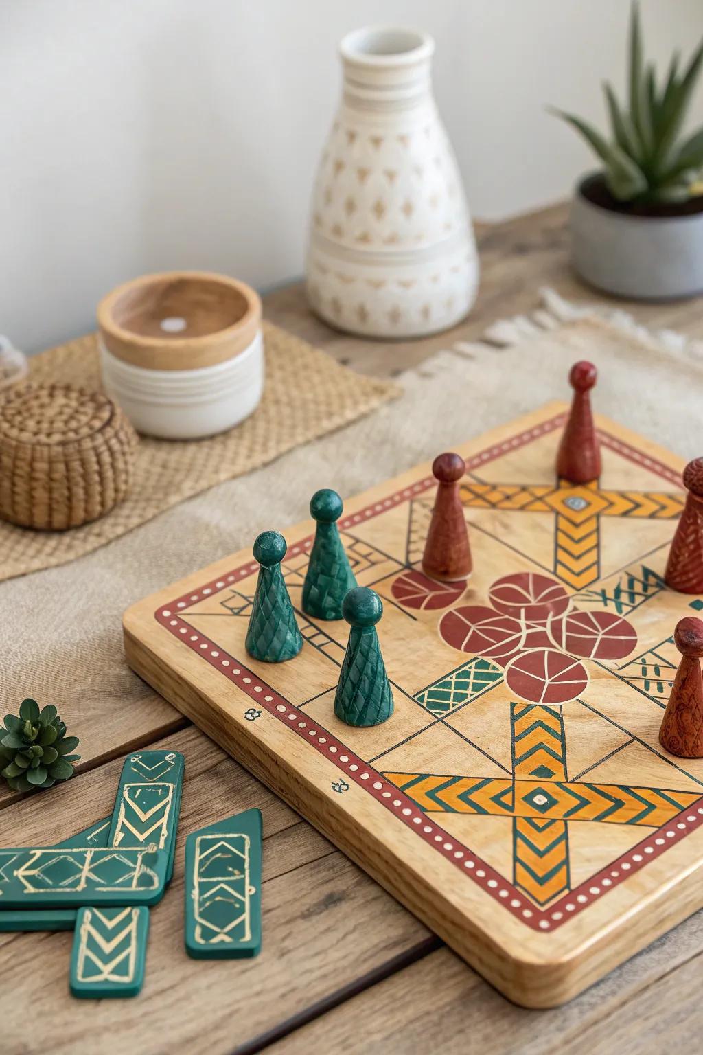 Discover the art of play with this handcrafted puzzle board game, where simplicity meets bold creativity.