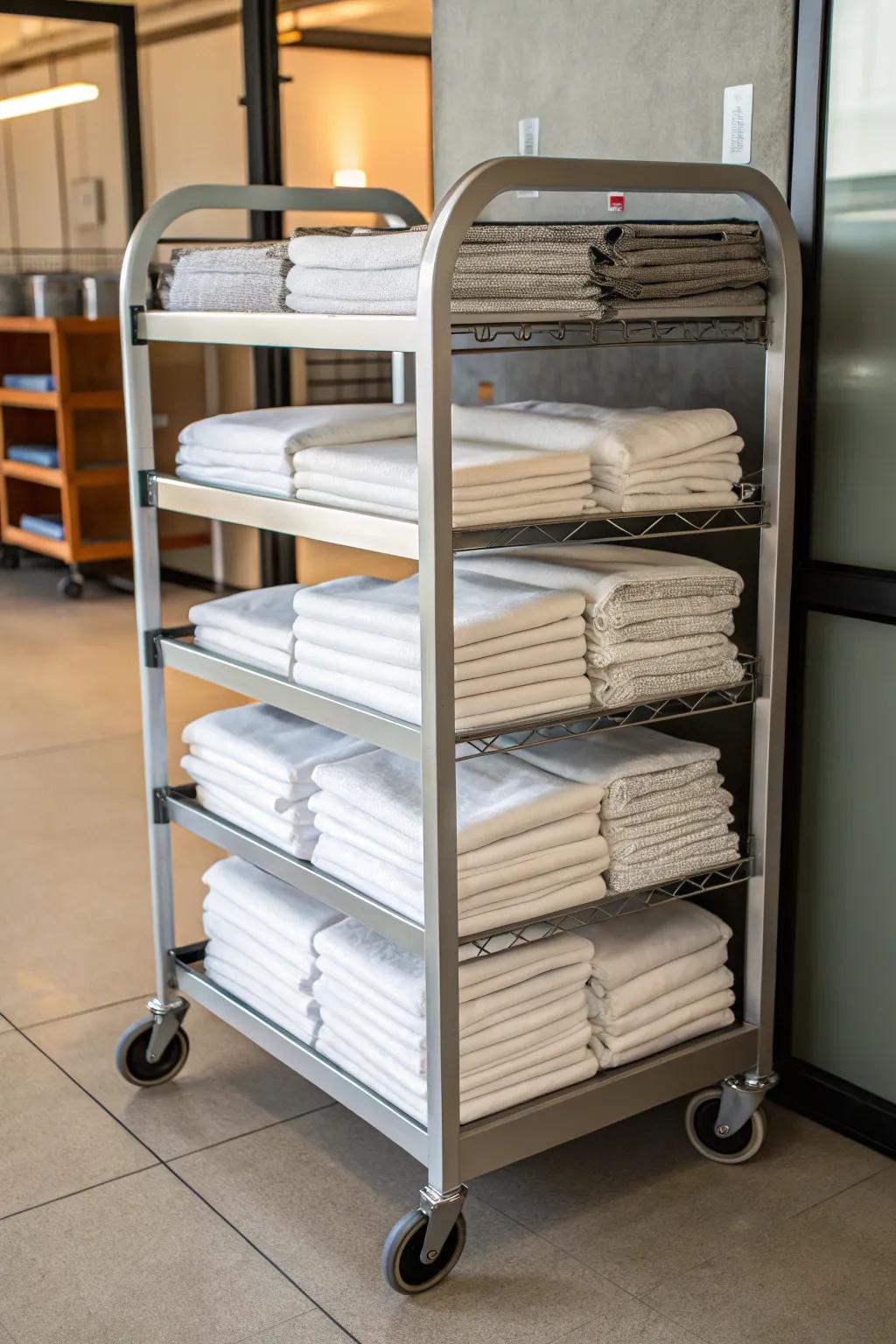 Portable carts offer a flexible and accessible sheet storage solution.