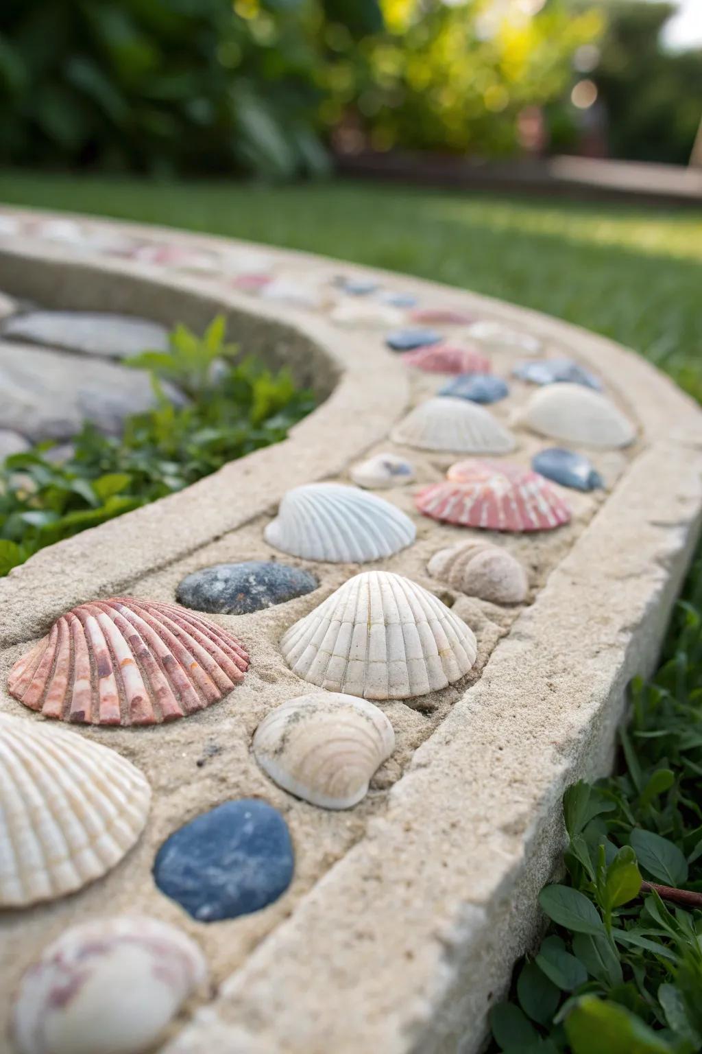 Transform your garden with the natural elegance of handcrafted shell pathway ornaments. 🌿✨ #ScandinavianStyle #BohoChic
