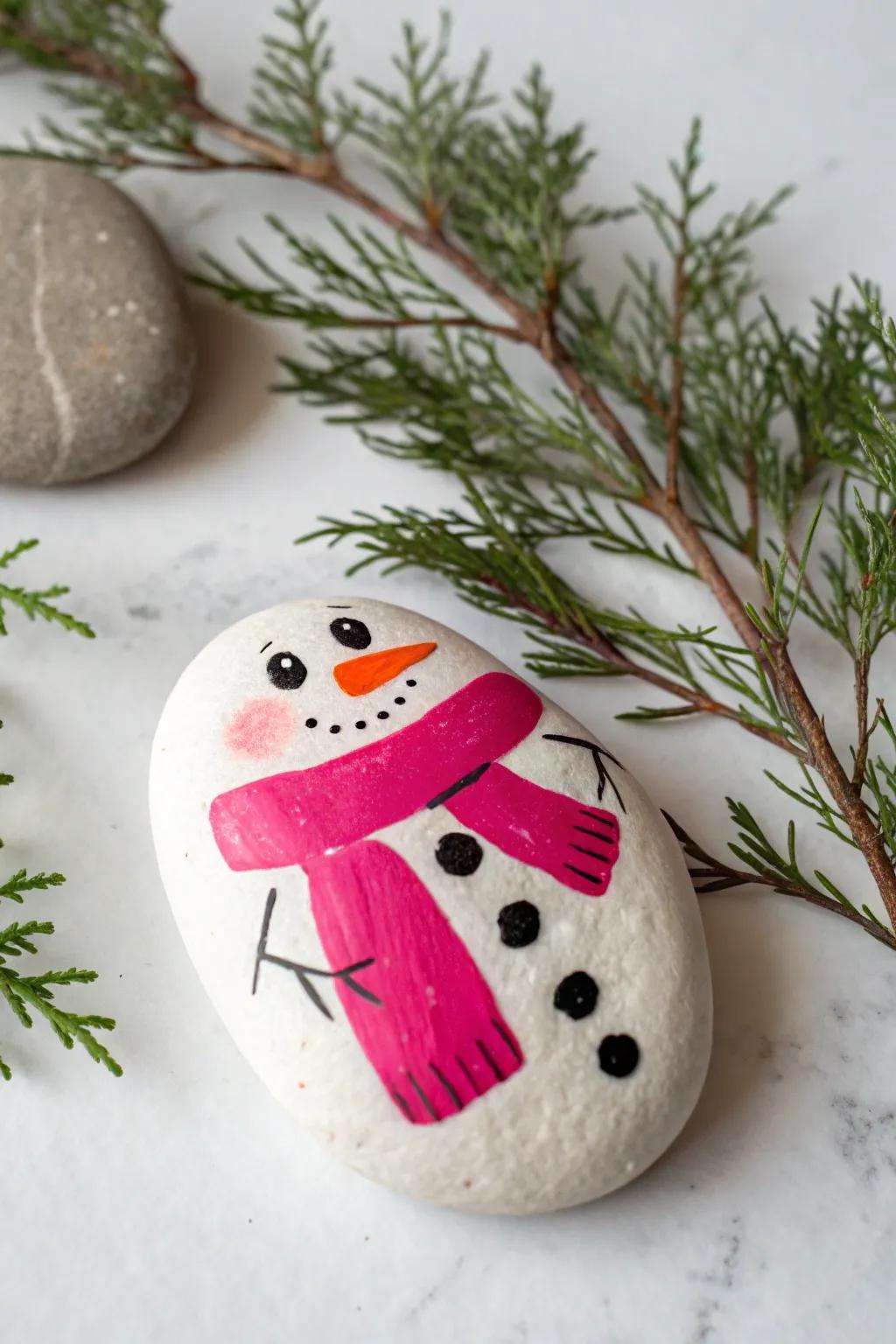 Transform tradition with a neon twist: this vibrant snowman rock is a bold statement of winter creativity.
