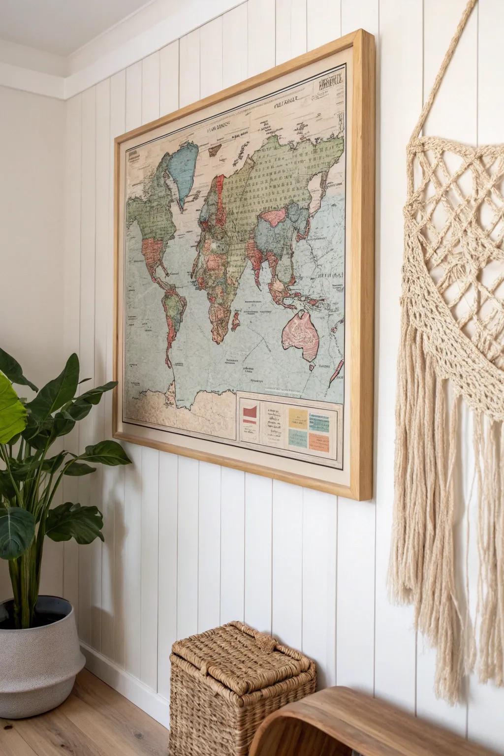 Explore the world from your living room with this captivating vintage map.