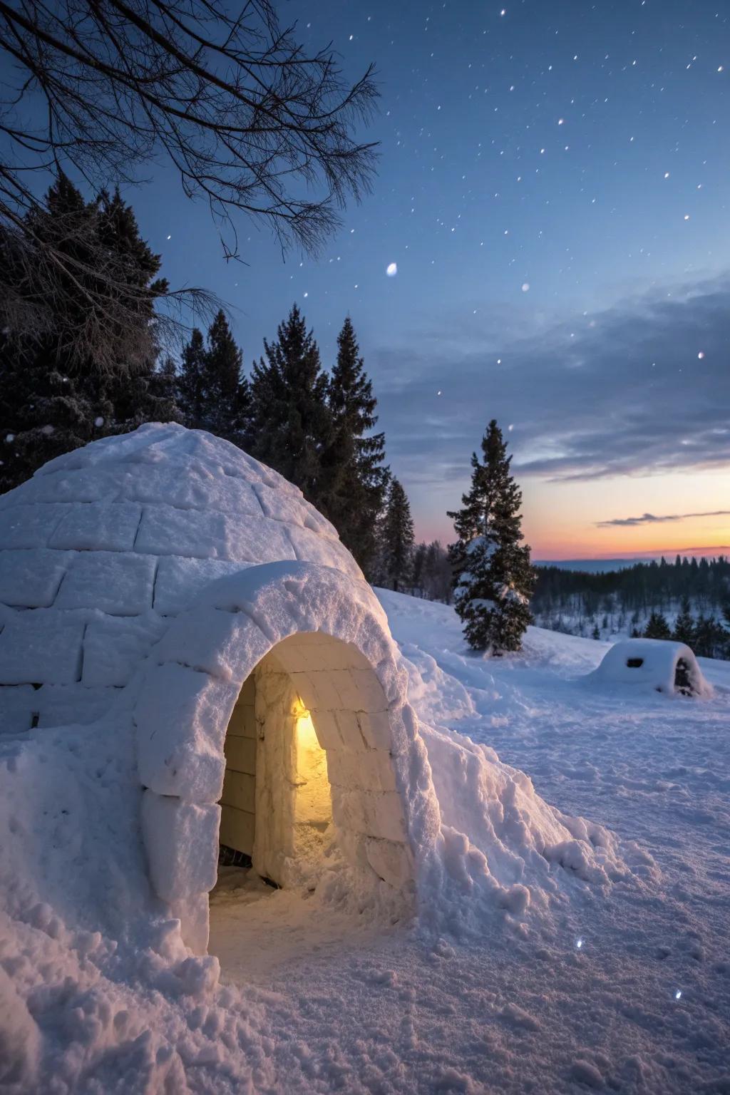 Embrace winter's beauty with a handcrafted quinzee sanctuary.