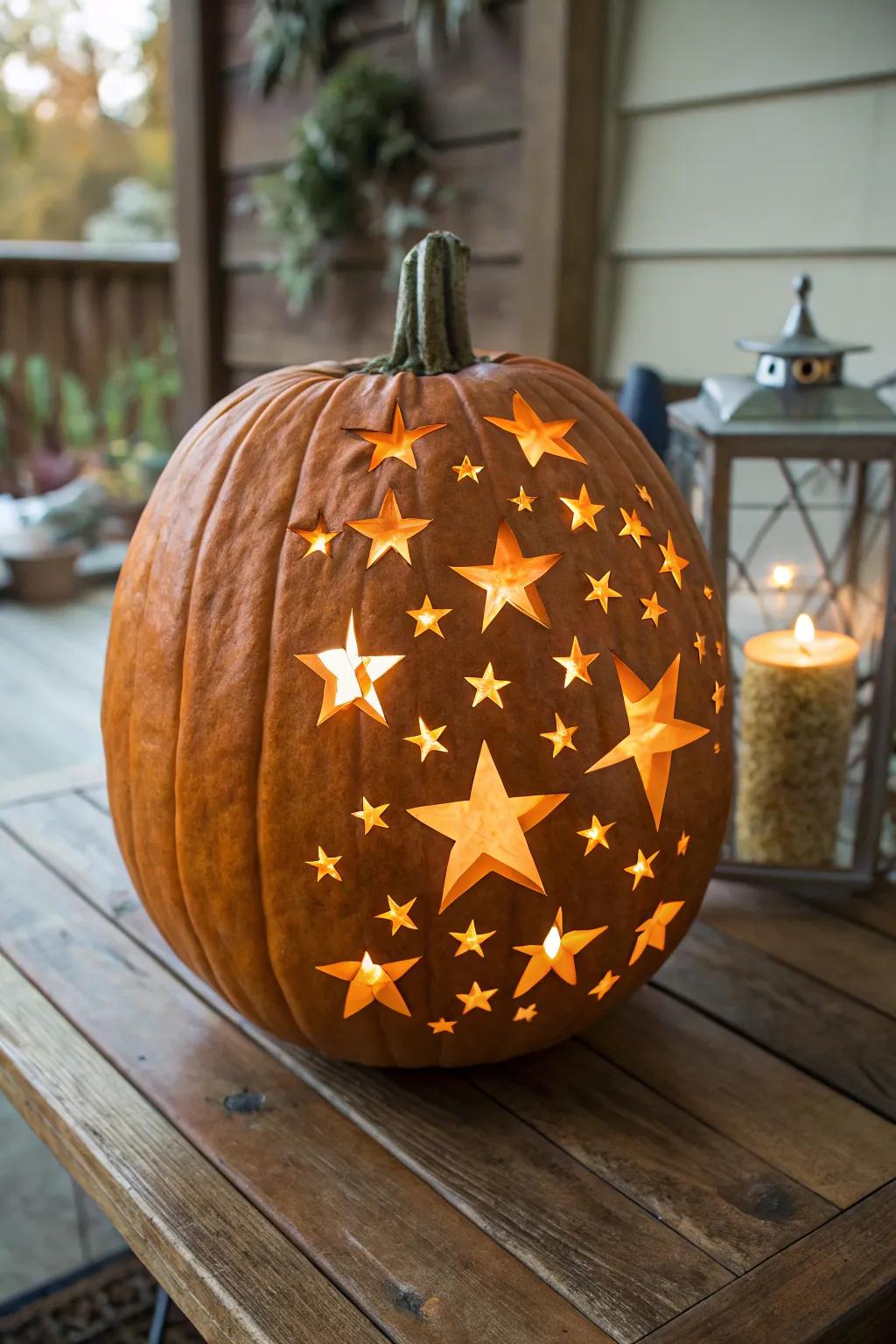 Illuminate your autumn nights with a starry carved pumpkin masterpiece.