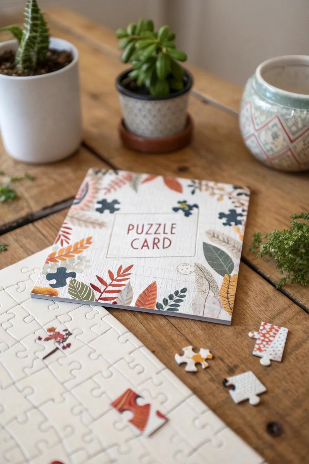 Puzzle your favorite teacher with this charming and personalized card design!