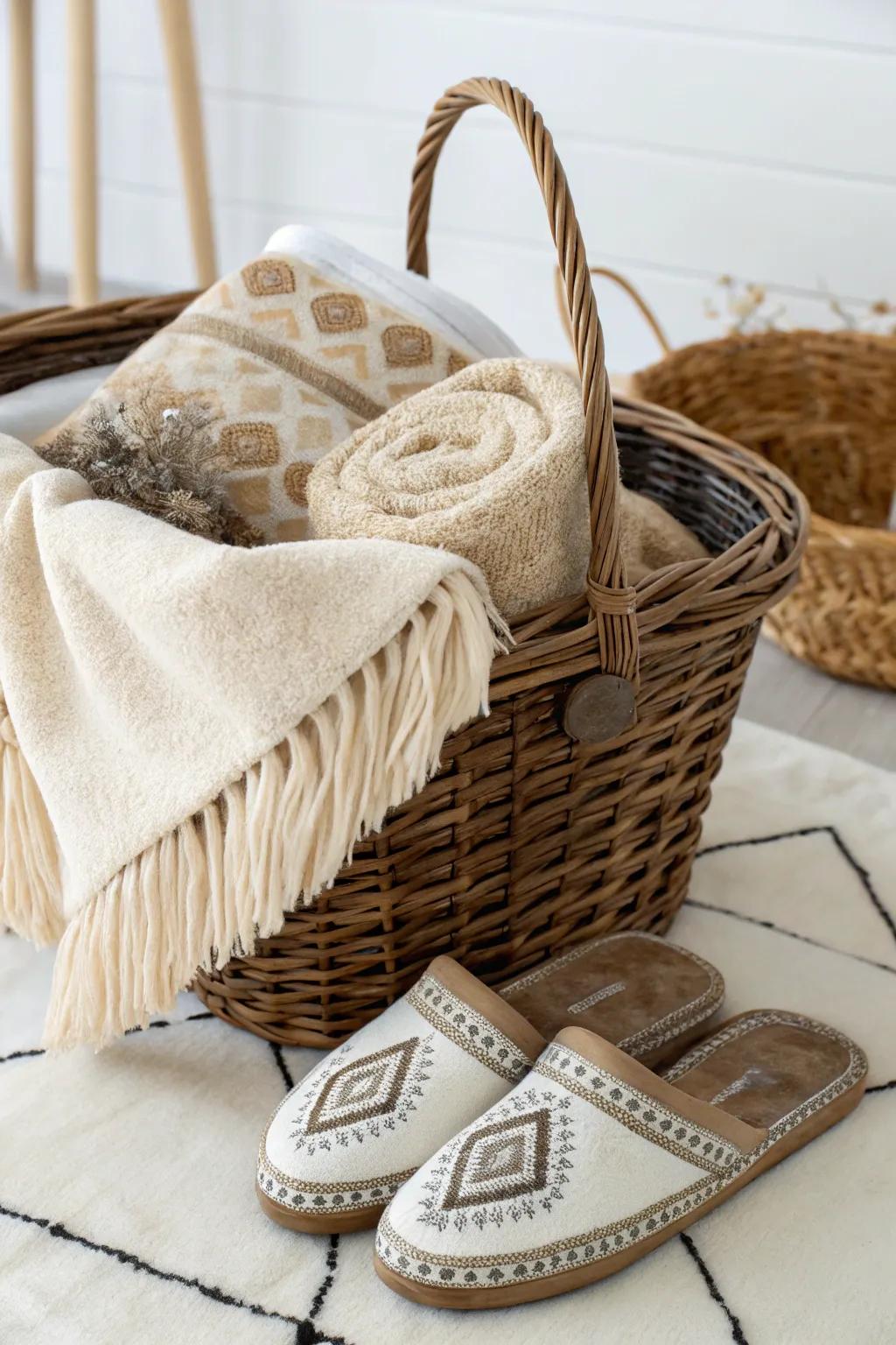 Wrap up in cozy comfort with this delightful gift basket, perfect for a relaxing evening.