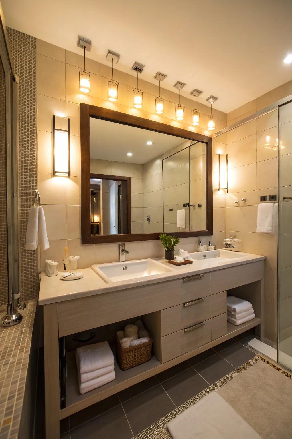Layered lighting enhances both functionality and mood.